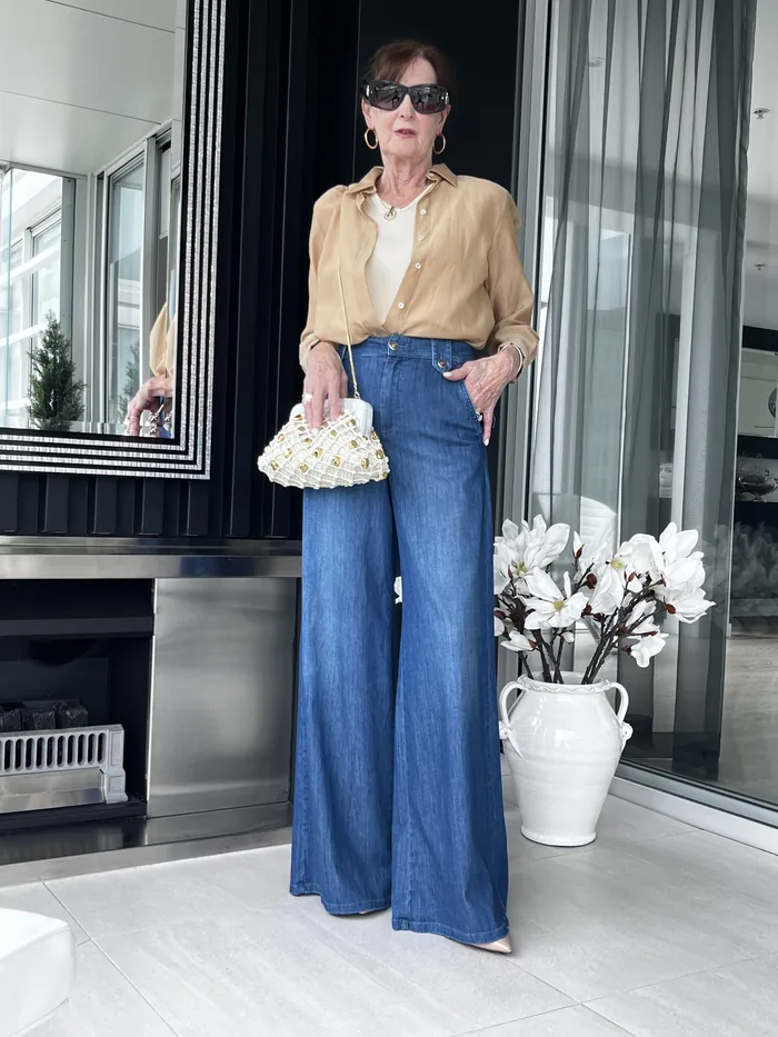 Marella wide-leg jean with relaxed shirt, styled at Lejose Fashion House