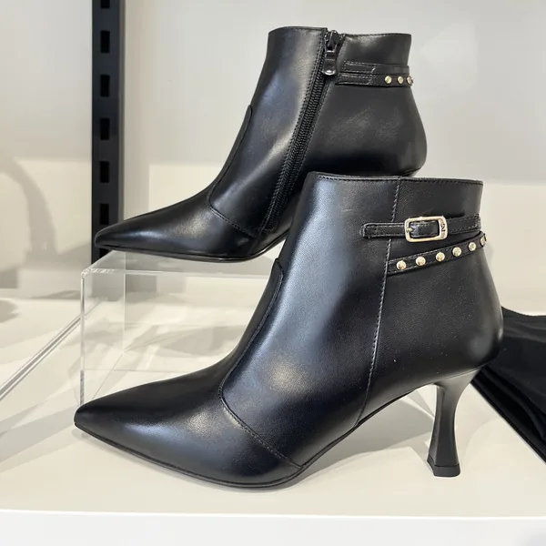 Nero Giardini black leather ankle boots styled at Lejose Fashion House