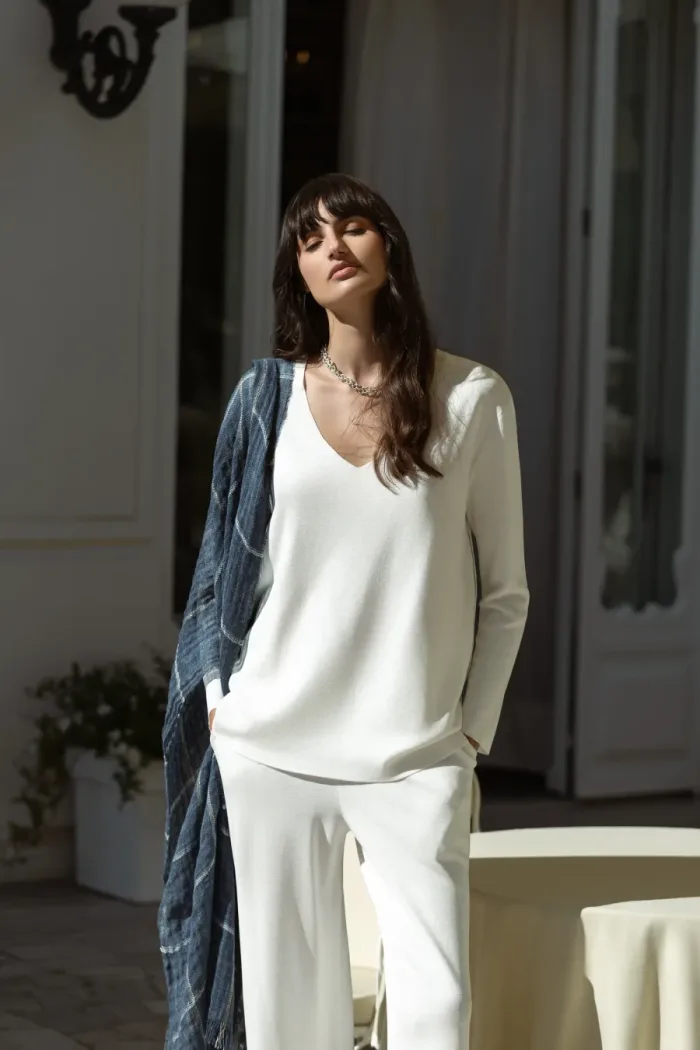 Gran Sasso SS26 cream knit set styled at Lejose Fashion House