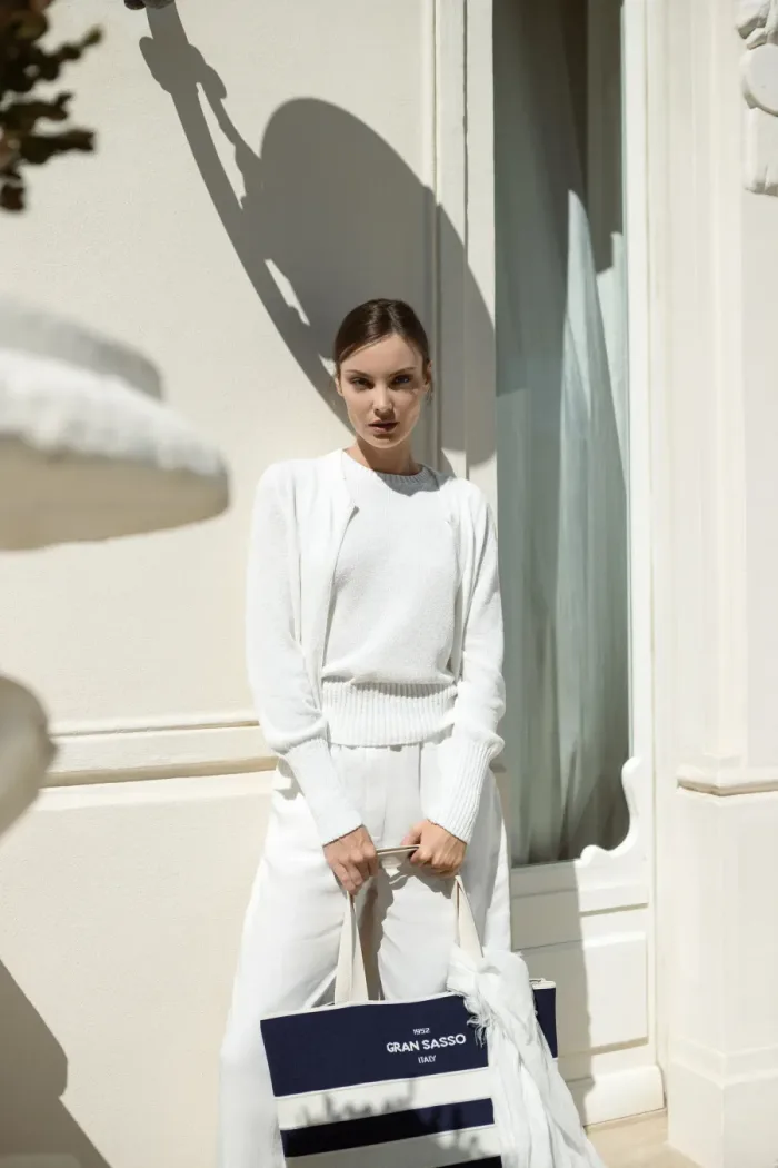 Gran Sasso SS26 knitwear and canvas tote at Lejose Fashion House, Newmarket