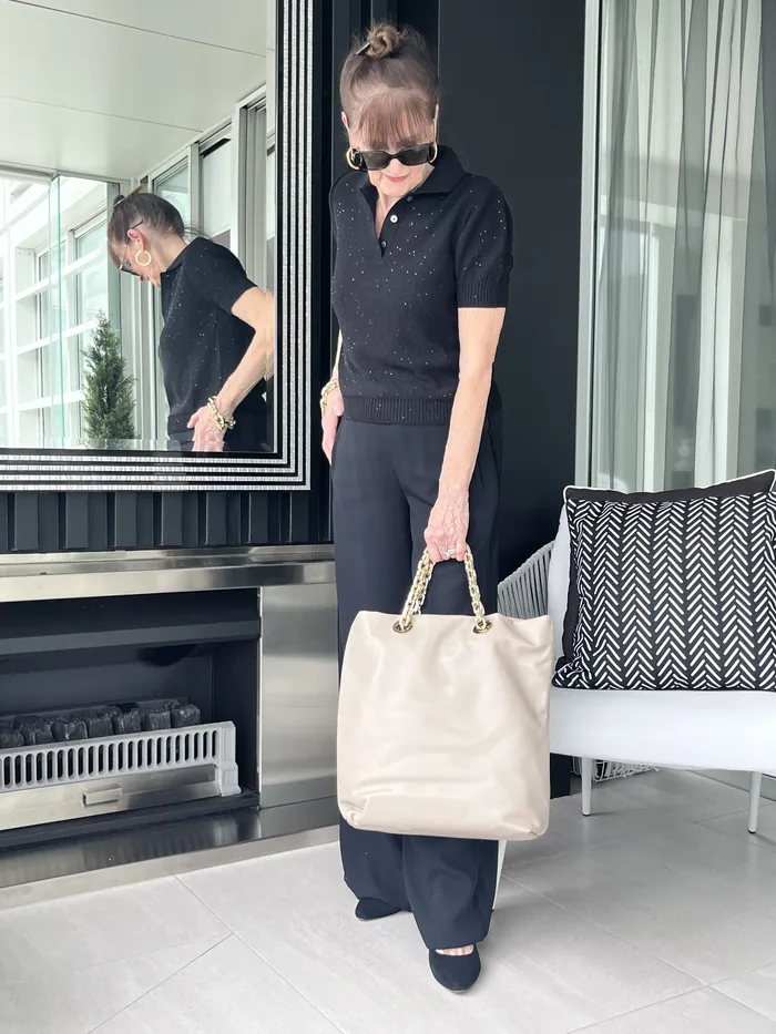Fabiana Filippi leather bag with matching bracelet, styled at Lejose Fashion House